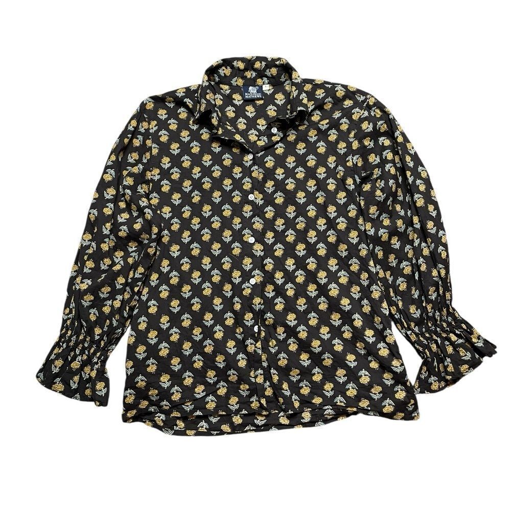 MADISON MATTHEWS Floral Black Blouse Size 1 / Size XS